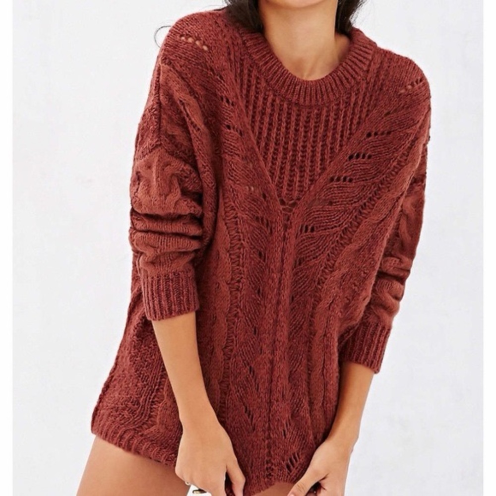 Urban Outfitters Madison Ecote Cable Knit Crewneck Sweater Size Medium NWT - Picture 11 of 11